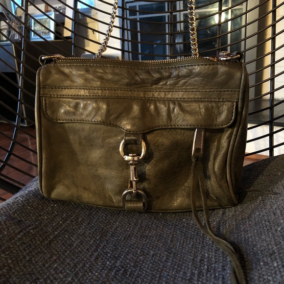 olive Rebecca Minkoff distressed leather bag purse - Picture 3 of 8